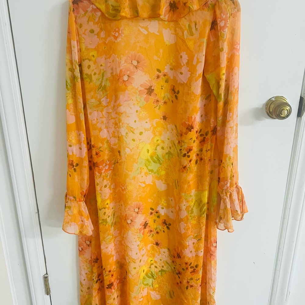 Wild Fable Floral Print Duster Sheer Festival Fairy 60s Swim Cover Whimsical XS - Picture 4 of 9